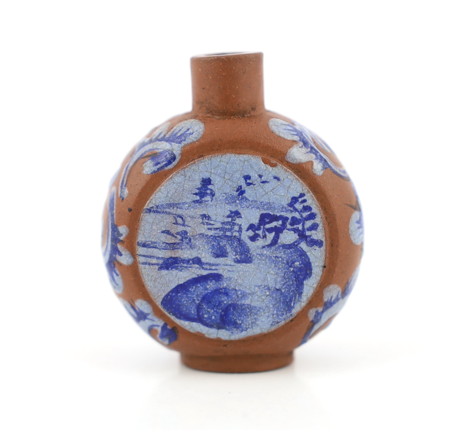 A Chinese Yixing enamelled snuff bottle, 19th century